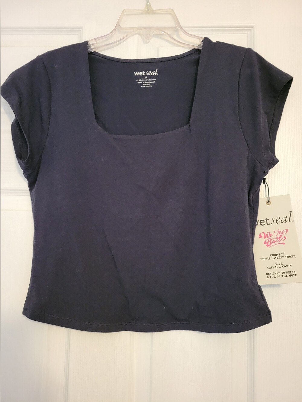 NWT Wet Seal Dark Navy Square Neck Crop Tee